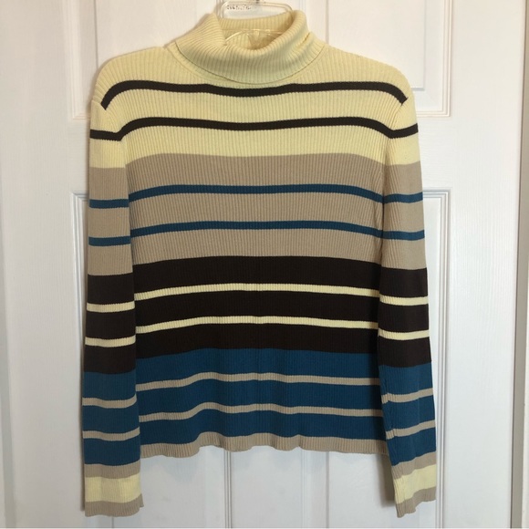 Reference Point New York Ribbed Striped Turtleneck Sweater. Size L - Picture 1 of 5